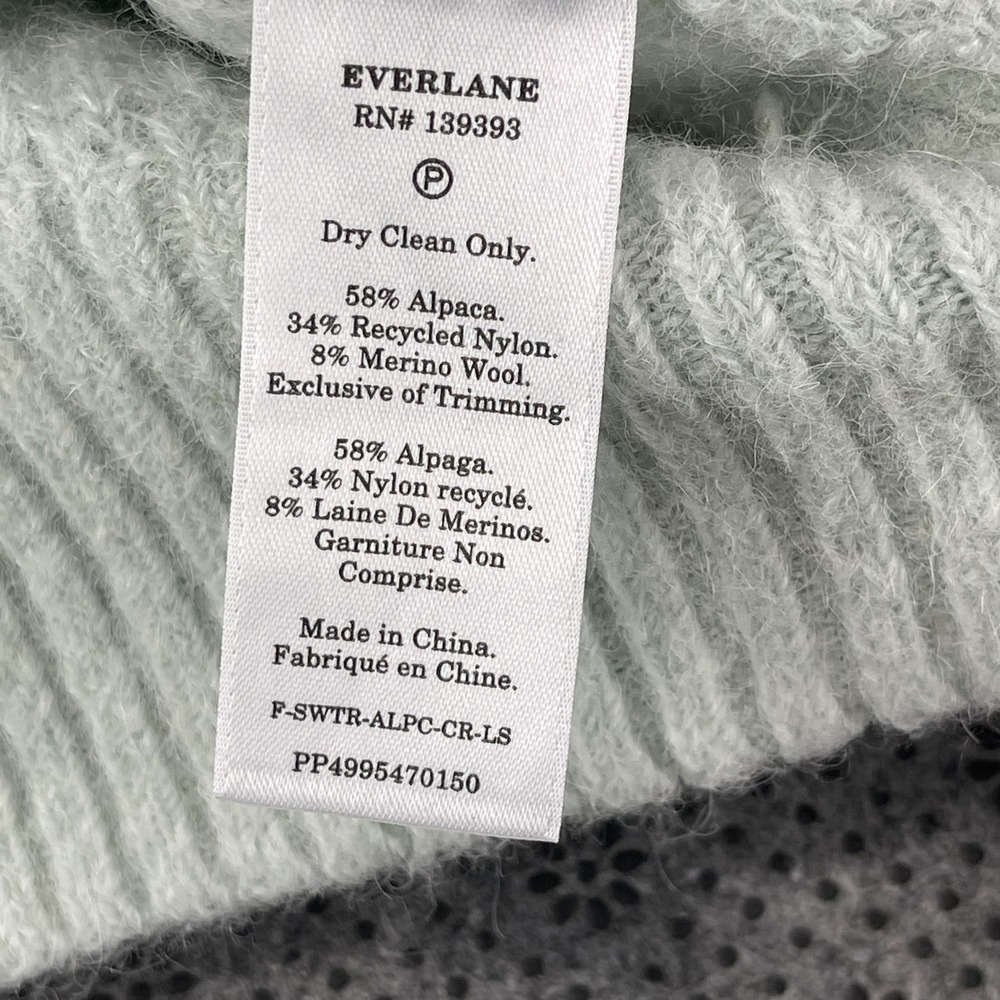 Everlane Alpaca Crew Neck Sweater Light Jade Green Mint Size M Alpaca Wool - Picture 4 of 14